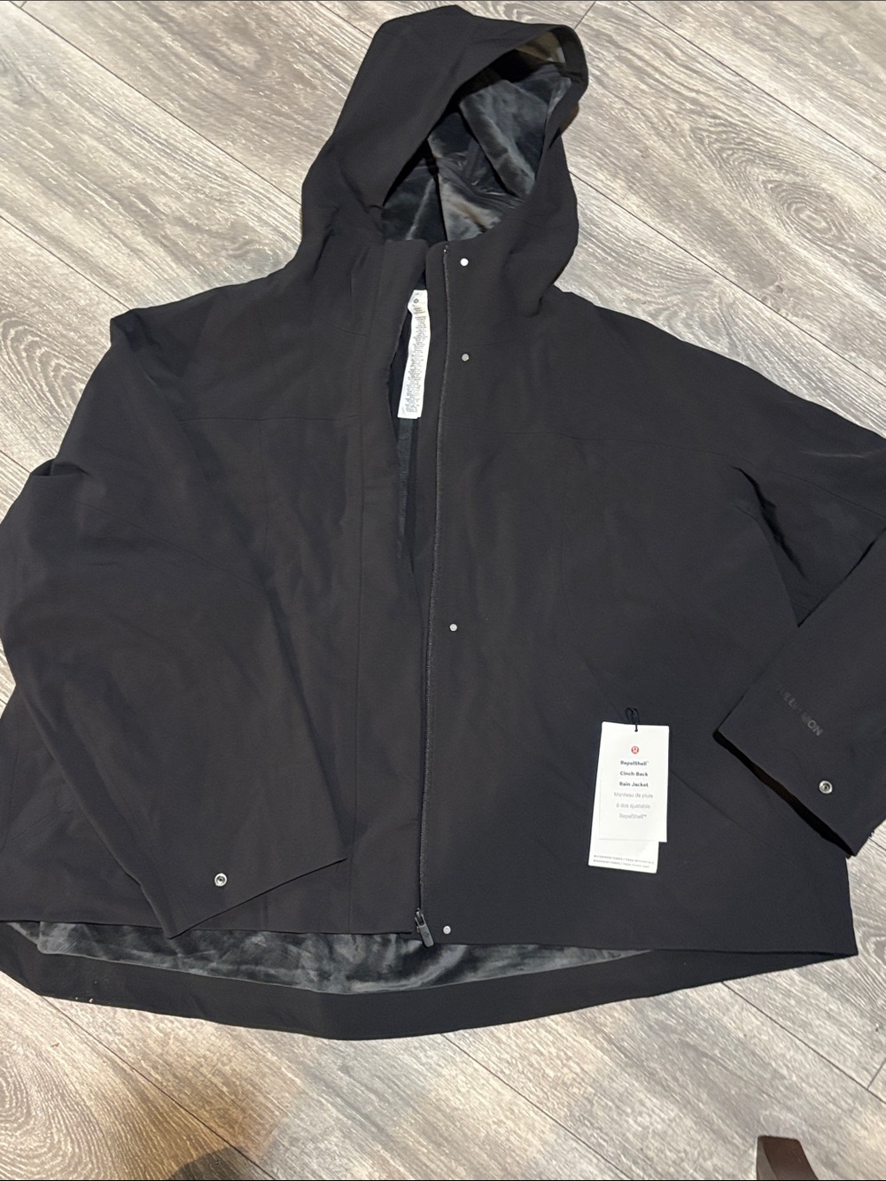 lululemon athletica Men's Black Hooded Rain Jacket